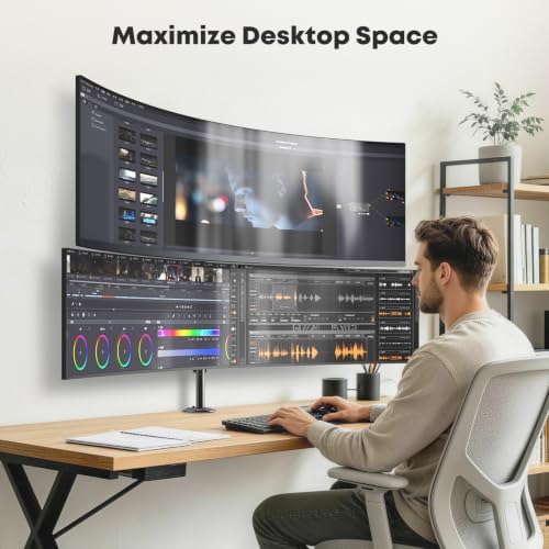 PUTORSEN Stacked Triple Monitor Mount for Screens up to 49 inches