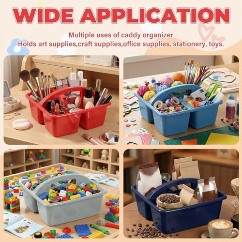 Kathfly 4 Pack Classroom Caddy Organizer with Handle Bulk, Blue Red