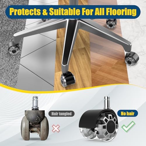 Minewill 2" Office Chair Wheels - Protection for Hardwood Floors and Carpet