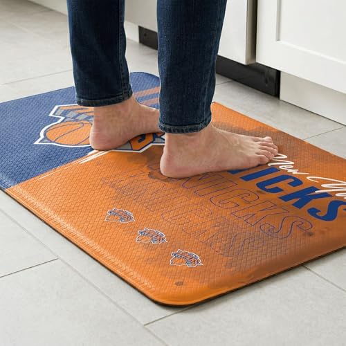 Northwest NBA New York Knicks Embossed Anti-Fatigue Mat, Cushioned Kitchen Floor Rug, Non-Slip PVC Standing Comfort, 18 x 30 in