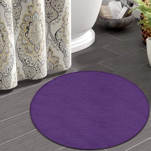 Large Round Area Rug Home Decor Modern Bathroom Rug Kitchen Office Circle Rug for Living Room Sofa Circle Cute Mat Purple, 24inch
