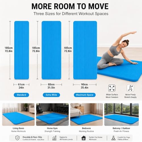 Extra Thick Yoga Mat, High Density Non-Slip Exercise Mat
