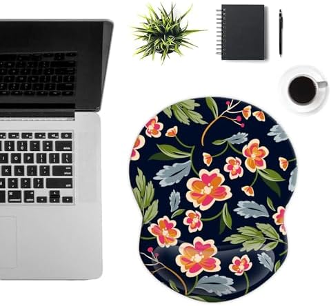 Ergonomic Wrist Support Mouse Pad - Comfortable Computer Mouse Pad with Non-Slip PU Base for Home Office Working Gaming (Bright Flowers)