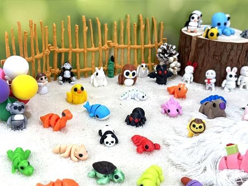 260PCS 3D Printed Animal Figurines,Articulated Fidget Toys,Cute Mini Animal