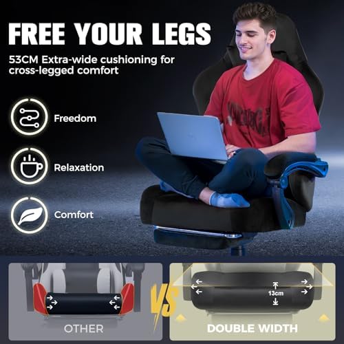 GTPLAYER Big and Tall Gaming Chair 400lbs Heavy Duty Office Chair with Footrest,High Back Pocket Spring Ergonomic Computer Chair for Adults,Wide Comfy Seated Cushion with Linkage Armrests, Black