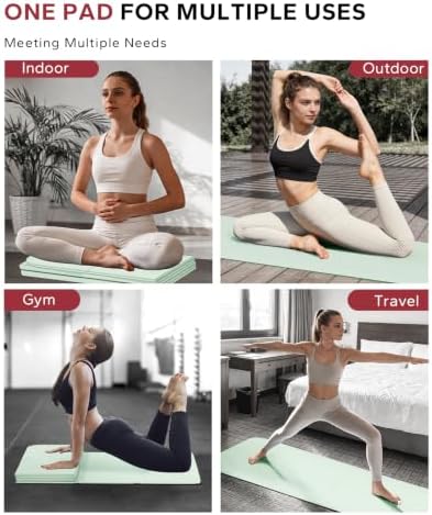HAPBEAR Foldable Yoga Mat - 72"x24"x0.24" (6mm), Non-Slip TPE Exercise Mat for Home Workout, Yoga, Pilates,Stretching, & Travel, Durable & Eco-Friendly, Includes Carry Bag