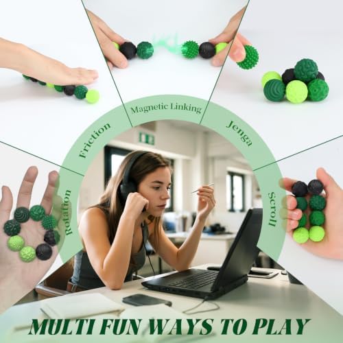 Silicone Magnetic Balls, Fidget Toys for Adults & Teens, 8PCS Stress Balls Sensory Toy, Quiet Magnet Desk Fidgets with Textured, ADHD Anxiety Relief Items, Fun Stocking Suffers Gifts