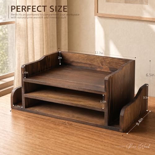 Wood Desk Organizer: File Organizer for Office Desk, Vintage Brown