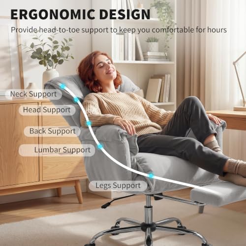 HOMCOM Executive Office Chair Comfy with Foot Rest Reclining Light Gray