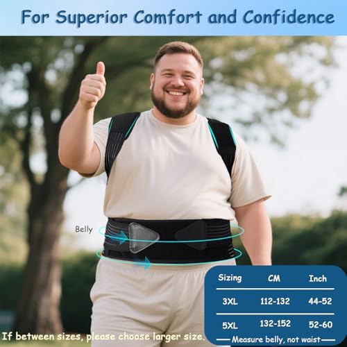 Plus Size Posture Corrector for Women & Men, Adjustable Back Brace, 3XL