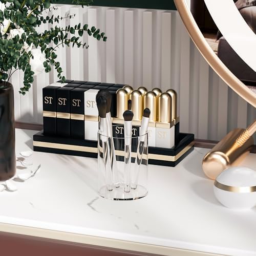 Clear Acrylic Pen Holder Round Shape, Desktop Pencil Cup Holder, Countertop Stationery Organizer for Office Desk Accessory