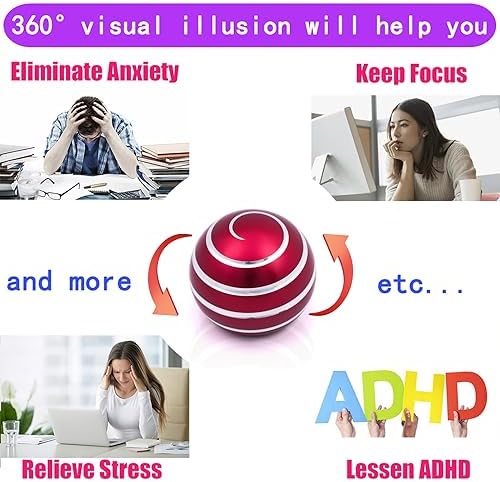 Desk-Kinetic-Toys Cool-Gadgets for Fidget: Cool-Stuff-Thing Game Toy for Adult Teen Children Kid, Stress Relief Optical-Illusion Gifts for Office School Home Man Women Christmas Spinning 180 Seconds