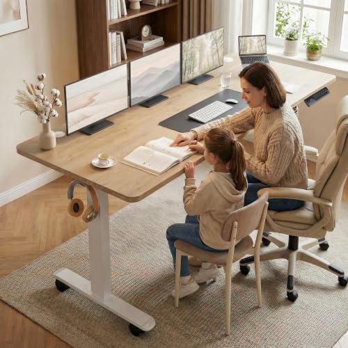 farexon 63x24 in Electric Adjustable Standing Desk with Mouse Pad, Oak Gray