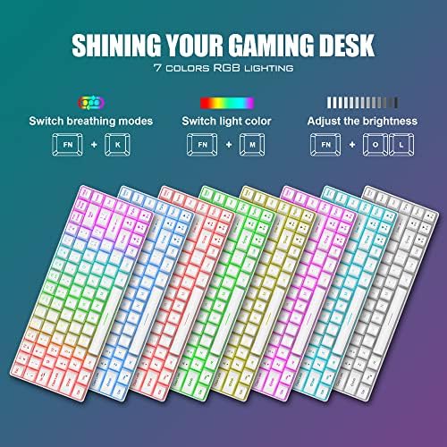 RedThunder 60% Mini Gaming Keyboard and Mouse Combo, Lightweight, Ultra-Compact 61 Keys RGB Backlit,7200 DPI Honeycomb Optical Mouse, Wired Gaming Set for PC MAC PS5 Xbox Gamer(White)