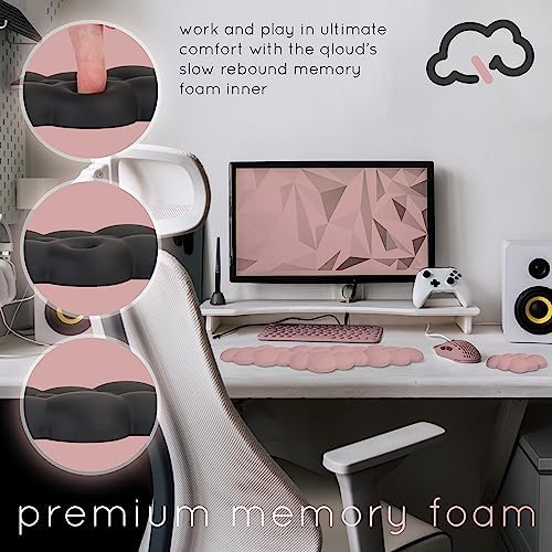 Pink Cloud Keyboard Wrist Rest – Create-ables Qloud Pink Wrist Rest for Computer Keyboard and Mouse, Ergonomic Memory Foam Wrist Pad with Non-Slip Base, Includes Cloud Mouse Pad