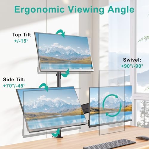 WALI Stacked Triple Monitor Mount for 13-27 inch Screens, 19.8 lbs per Arm