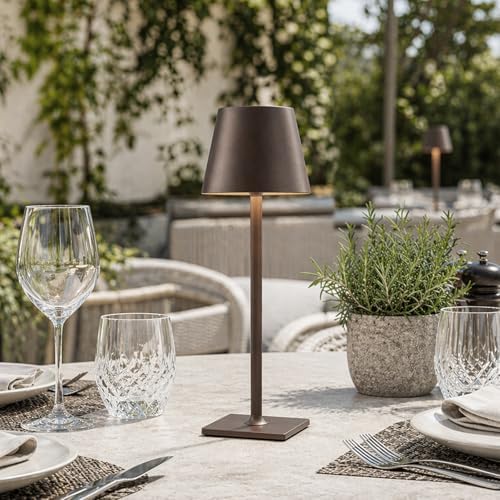 Yogaret Cordless Table lamp Brown 2pack for Restaurant Home Dinner Dining Kitchen Outdoor Patio,Waterproof & Portable