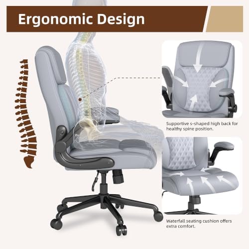 Youhauchair Executive Office Chair, Leather Computer Desk Chair, Grey