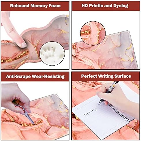 Upgraded Extended Gaming Mouse Pad, Keyboard Wrist Rest Pad, Wrist Support Mousepad Set, Artso Large Stable Rubber Base Stitched Edges, Multifunctional Desk Pad 35 x15.5 in, Abstract Pink Marble