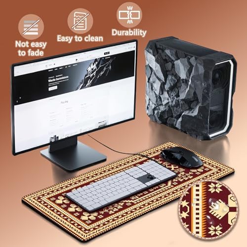 Persian Rug Mouse Pad - Desk Mat for Keyboard and Mouse - Large Mouse Pads for Desk, Gaming Mousepad with Non-Slip Base, Retro Desk Mat (31.5" X 11.8") Rug - Turkish