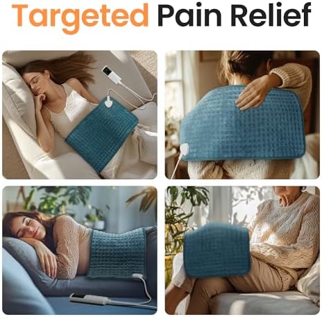 Heating Pad for Back Period Cramps Neck Shoulder, 12''×24'' Electric Heating Pad with 9 Heat Settings Auto Shut-Off and Rapid Heating, Ideal Gift for Women Men