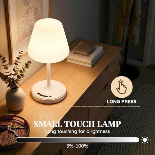 Waterproof Shower Lamp Outdoor Cordless Table Lamp, 3 Color Dimmable -White