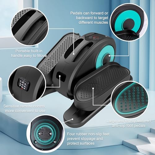 Tappio Under Desk Elliptical, Electric Foot Pedal Exerciser, Fully Assembled Seated Elliptical, Compact Portable Elliptical Machine Trainer with Remote Control, Mini Elliptical Leg Exerciser for Home