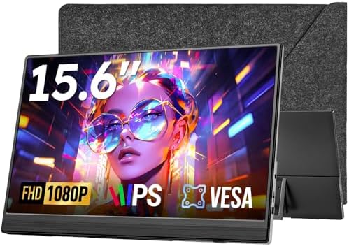 Dopesplay 15.6" Travel Portable Monitor with Kickstand & Sleeve, Black