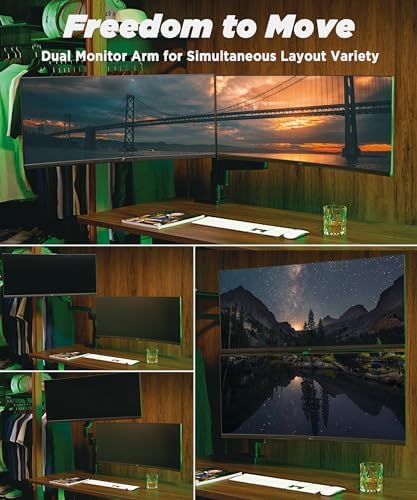 ULTRARM Heavy Duty Dual Monitor Arm for Ultrawide Monitors up to 57" and 44 lbs, Dual Monitor Stand for Dual 49" Vertical Stacked Monitor Mount Height Adjustable - 100x100 VESA Mount, Black, MA20P-D