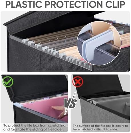 BALEINE File Organizer Box with Lid, Collapsible Hanging File Storage Box
