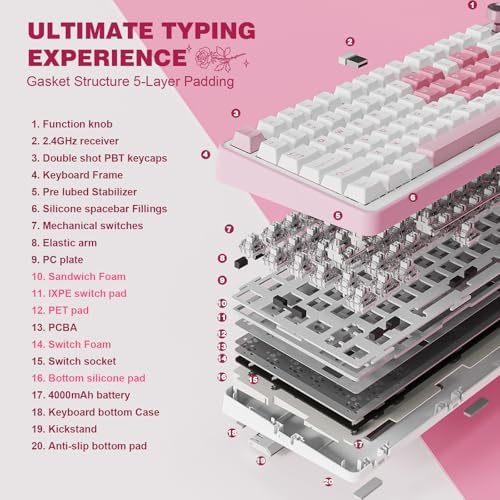 YUNZII B75 PRO 75% Wireless Mechanical Keyboard (White Heart,MilkV2)
