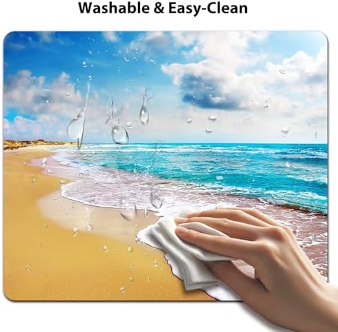 9.5x7.9 Inch Office/Gaming Mouse Pad, Tropical Scenic Beach Turquoise Sea Ocean Waves Coastal Paradise, Cute Anti-Slip Mat for Desk Decor