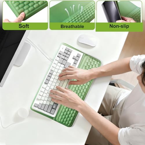Wrist Rest with Keyboard Stand, Ergonomic Keyboard Riser Holder with Memory Foam Wrist Support Pad, Desk Cushion Easy Typing for Home Office Laptop Computer Gaming, Olive Green Gradient