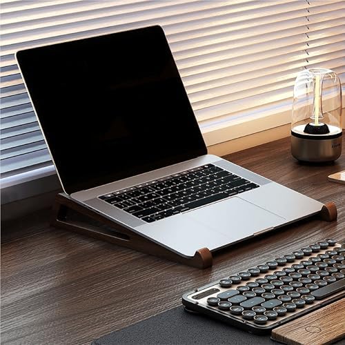 Bamboo Laptop Stand for Desk – Ergonomic, Space-Saving, Lightweight Stand for Laptops, iPads, and Tablets (Brown)