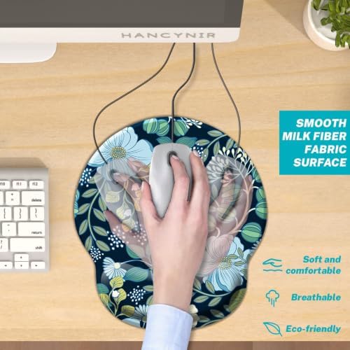Hancynir Floral Flower Ergonomic Mouse Pad with Wrist Support Desk Decor