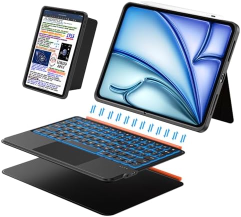 Keyboard Case for iPad Air 11 inch (M4/M3/M2, 2026/2025/2024)&Pro 11, Magnetic Detachable iPad A16 11th/10th Keyboard, Trackpad, Backlit, Quiet Typing, Full Protection for Air 5/4th Gen 10.9" (Black)