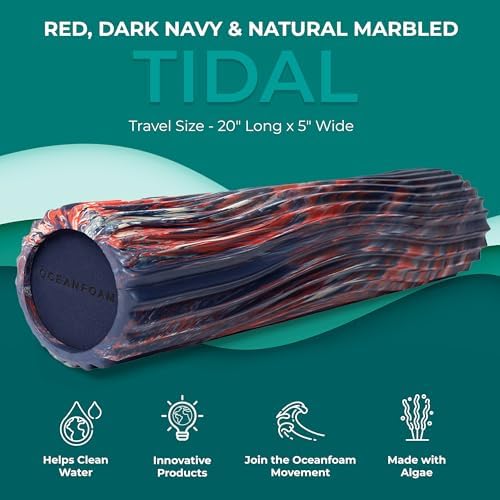 Oceanfoam Tidal Exercise Foam Roller (Red, Dark Navy & Natural Marbled)