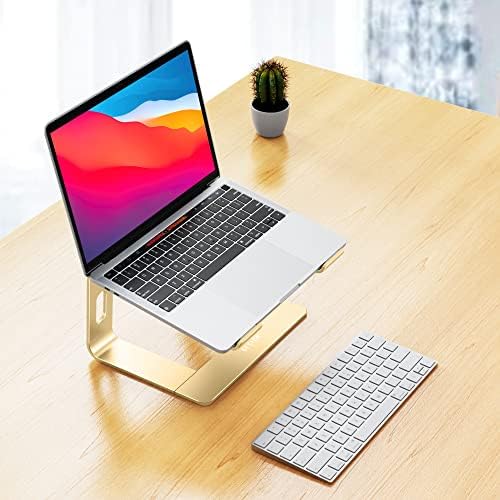 BESIGN LS03 Aluminum Laptop Stand, Ergonomic Detachable Computer Stand, Notebook Riser, Laptop Mount Compatible with Air, Pro, Dell, HP, Lenovo More 10-15.6" Laptops, Gold