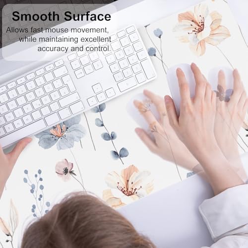 QIYI PU Leather Large Mouse Pad, Waterproof Desk Mat, 31.5" x 11.8", Sprigs