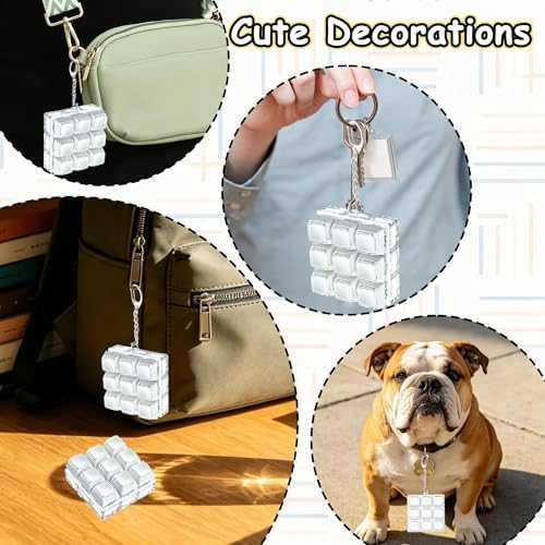 Double Layer Keycap Keyboard Fidget Toy, Keyboard Fidget Keychain 9-in-1 Keyboard Decompression Button Finger Clicker Toys, Click Buttons Fidget Toy ADHD Sensory Fidget Toy Stress Relief Gifts（W