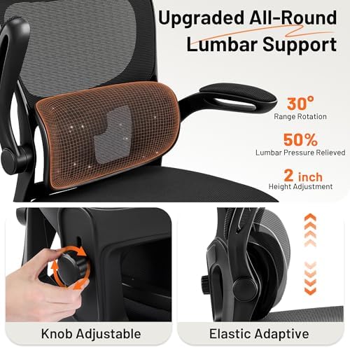 AreShark Drafting Chair - Ergonomic Tall Office Chair with Lumbar Support and Flip-up Armrests - High Standing Desk Chair Breathable Mesh with Adjustable Footrest Ring and Height for Home Office