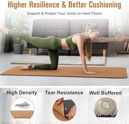 Umineux Cork Yoga Mat 1/4 & 2/5 Inch Thick 72 x 26 in