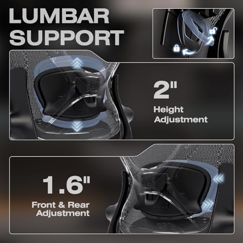 ELABEST X100 Ergonomic Mesh Office Chair with Footrest, Big and Tall Home Desk Chair with 5D Flip-Up Arms, Adjustable 3D Lumbar Support, Gaming & Executive Computer Chair (Night Reaper)