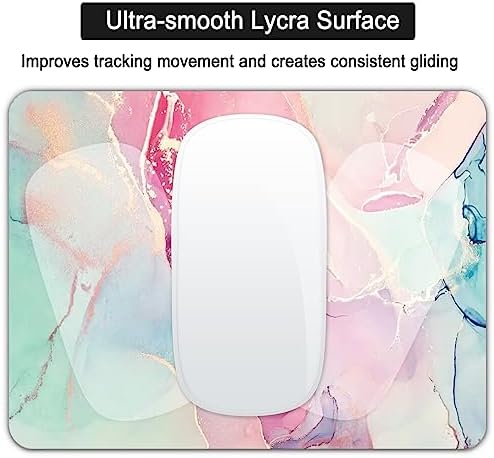 Small Mouse Pad, Mini Mouse Pad 6 X 8 Inch with Non-Slip Rubber Base for Keyboard Tray Laptops Wireless Mouse Home Office Travel, Washable & Portable (Pink Green Marble)
