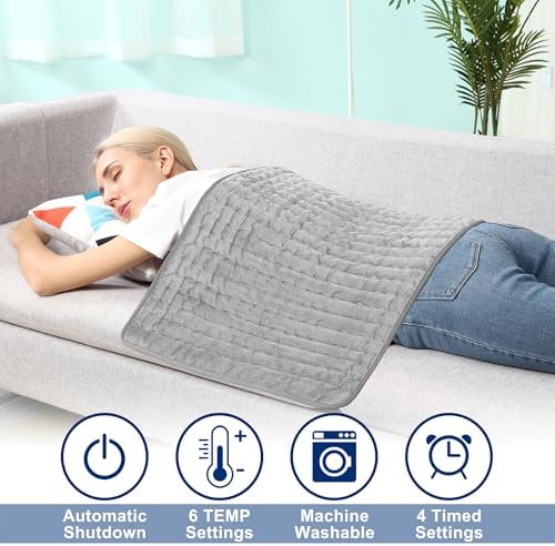 40x20 Inch Electric Heating pad for Back Neck Shoulder Knee Arms Legs- Electric Heat Pads with 6 Heat Settings & Auto Shut Off &Dry/Moist Heat Heating Pad for Birthday Mother Father Girl Men Women