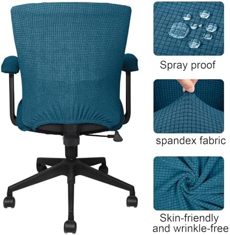 Tallew 4 Pcs Office Chair Covers Stretchable Armrest Seat,XL,Emerald Green