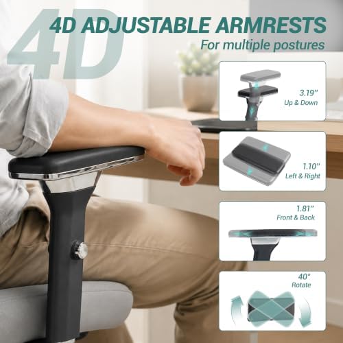 450LBS Ergonomic Mesh Office Chair with 4D Armrests