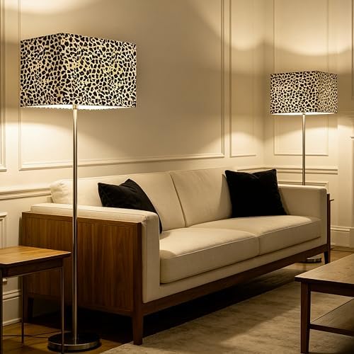 GO&SO Rectangle Lamp Shades Set of 2 Large,Leopard Shade Art,16"Lx8"W x10"H