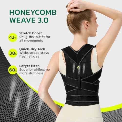 AOFIT Posture Corrector Back Brace for Women Under Clothes, Black, S
