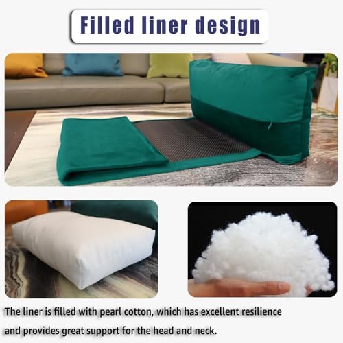 Velvet Recliner Headrest Pillow, Non-Slip Neck Support, Teal